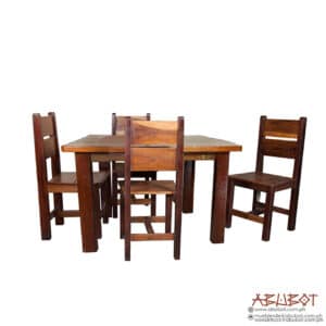 Dining Set 4seater 3ft Traviesa Mixoldwood Distressed and Natural Finish