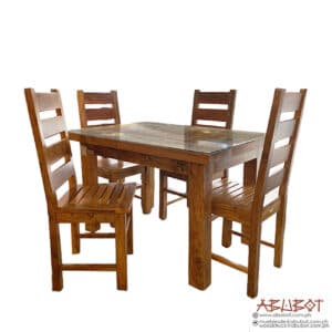 Dining Set 4seater Slatted with Glass Top Molave 4ftx34x31