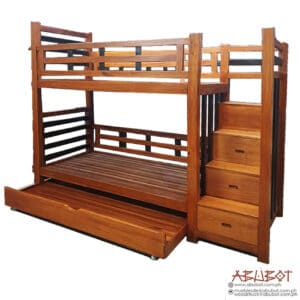 Double Deck w/ Side Steps/ 3 Drawers & Pull Out Mahogany 39" x 9ft x 7ft"