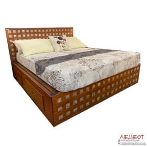 Capiz Bed Queen Mahogany with 2 drawer