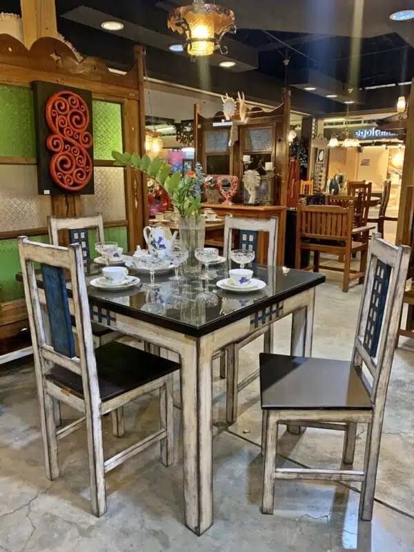 Dining Set 4s Mixoldwood Capiz Distressed Finish