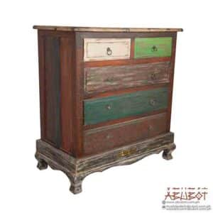 Chest of Drawer 5D Mahogany Distressed Finish