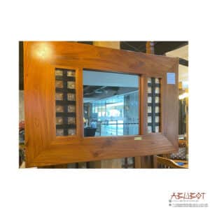 Mirror Banig Capiz Stainglass 24×36 Mahogany